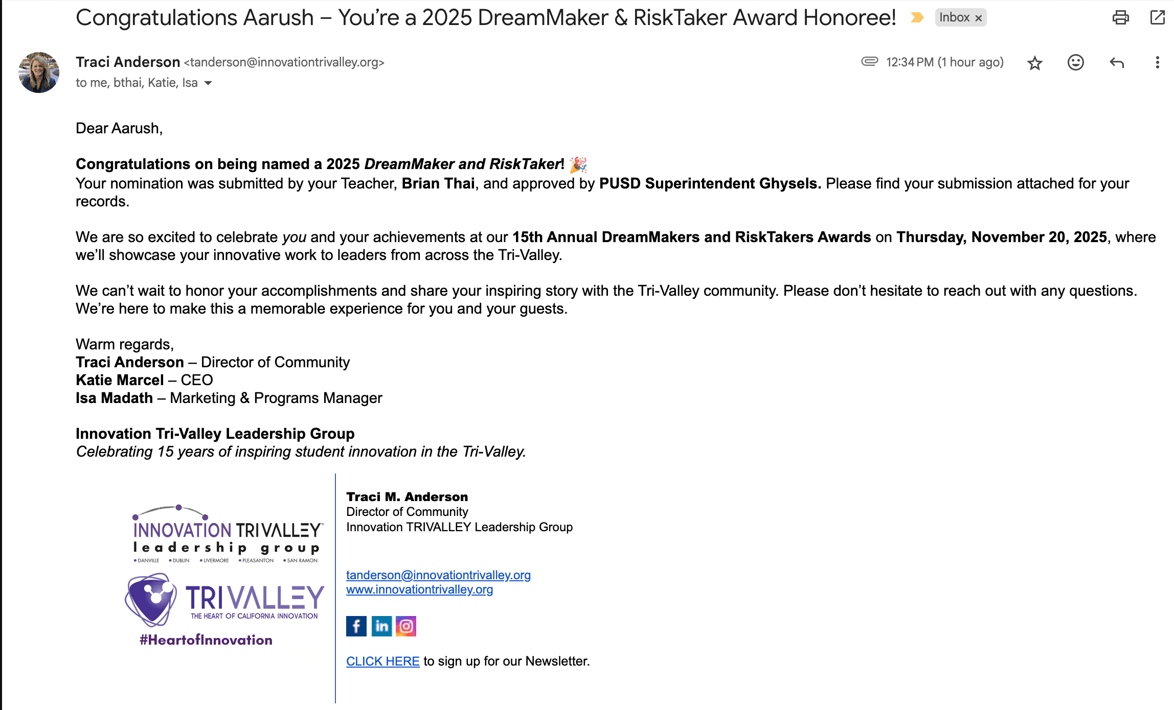 15th Annual Tri-Valley DreamMaker & RiskTaker image 1